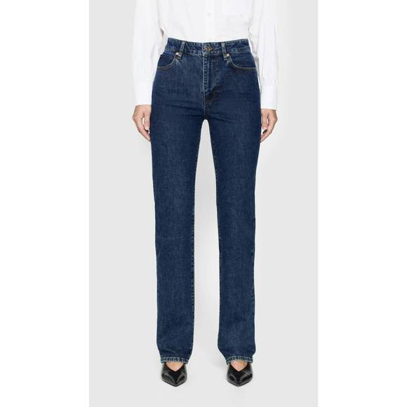 NEW FRAME ruler high rise jeans in written blue